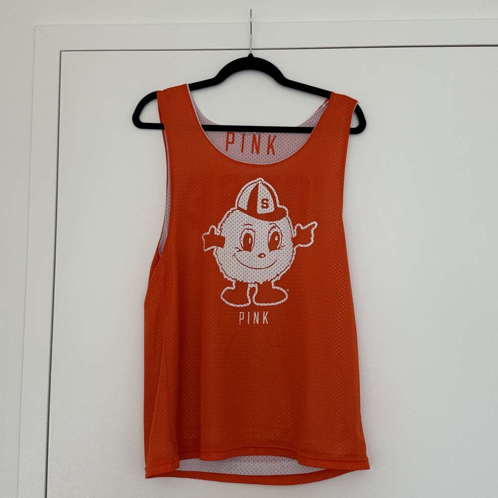 *VINTAGE* Victoria’s Secret PINK Syracuse Orange Reversible Pinney Mesh Top - M